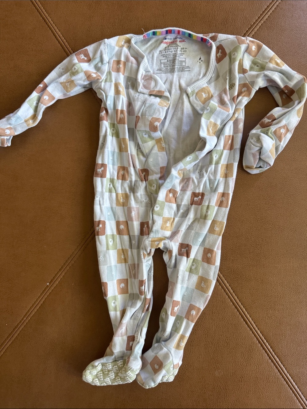Magnetic me Kids One-Piece Footed Pajamas in White with Pastel Pattern